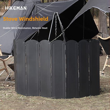 Õues must suur tuuleklaas telkimiseks BBQ lõkkepliit kokkupandav köögitarbed tsingitud leht soojust koguv tuuleklaas