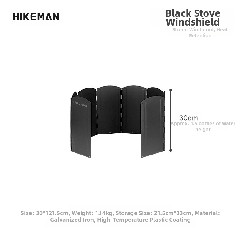 Õues must suur tuuleklaas telkimiseks BBQ lõkkepliit kokkupandav köögitarbed tsingitud leht soojust koguv tuuleklaas