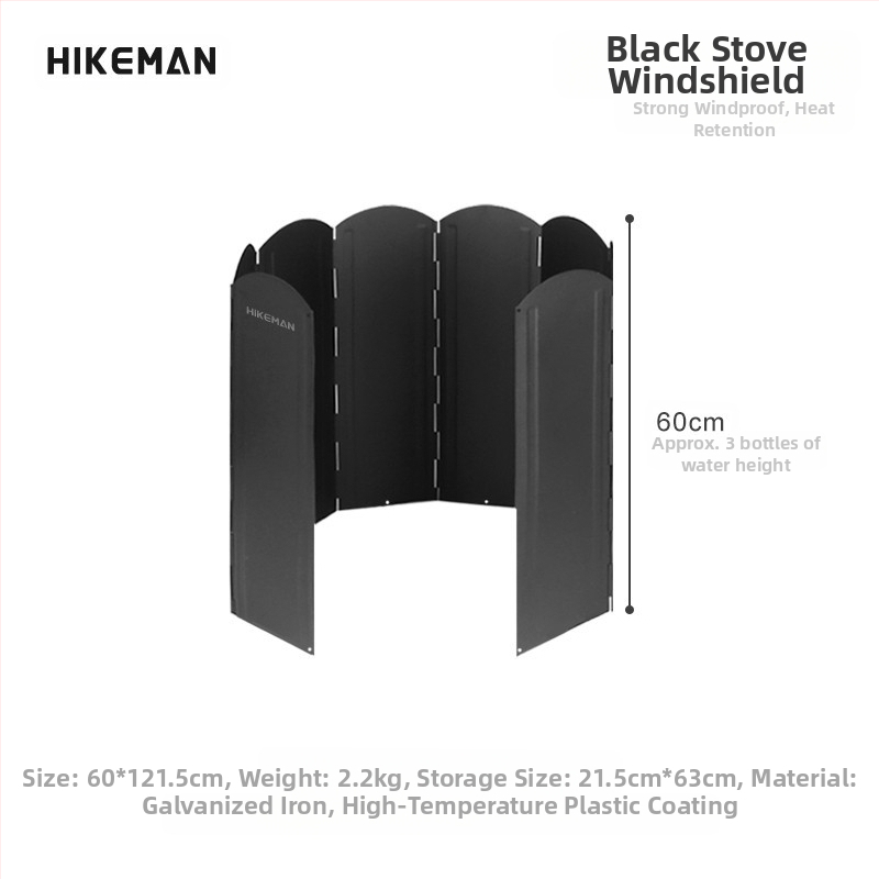 Õues must suur tuuleklaas telkimiseks BBQ lõkkepliit kokkupandav köögitarbed tsingitud leht soojust koguv tuuleklaas