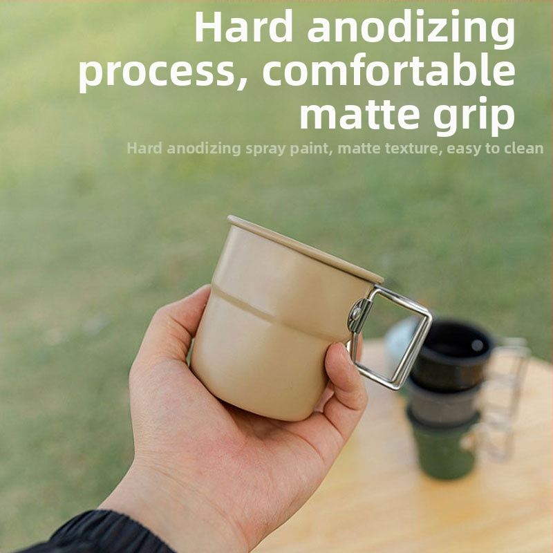 Vonkajší pohár na kempovanie v lete, vysoko vyzerajúci, veľkokapacitný, štýlový, jednoduchý, skladací pohár z hliníkovej zliatiny