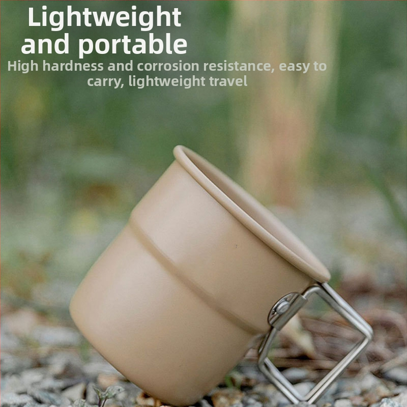 Vonkajší pohár na kempovanie v lete, vysoko vyzerajúci, veľkokapacitný, štýlový, jednoduchý, skladací pohár z hliníkovej zliatiny