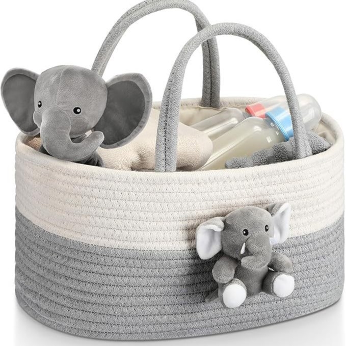 Piiriülene populaarne puuvillast köiest hoiukorv imikutele ja vastsündinutele, ovaalse kujuga, lapselike riiete hoiustamine, reisiladu