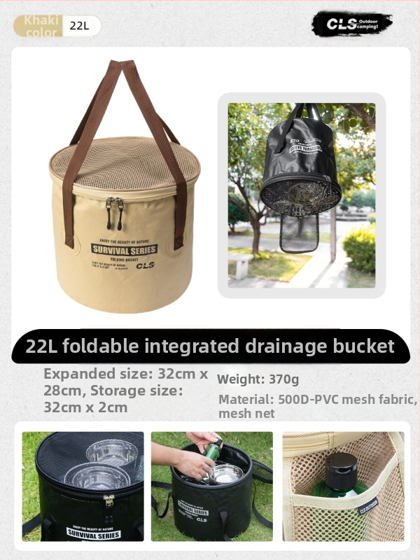 CLS uus täiustatud kokkupandav ämber kaasaskantav äravoolukorv telkimiseks grillimiseks köögiviljade pesemiseks nõud teleskooppüügi ämber kalapüügivahendite kott
