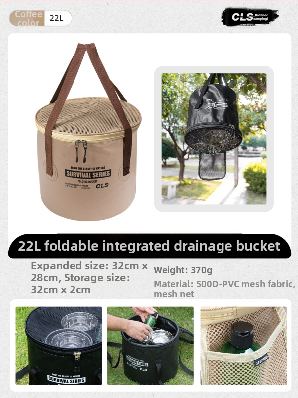 CLS uus täiustatud kokkupandav ämber kaasaskantav äravoolukorv telkimiseks grillimiseks köögiviljade pesemiseks nõud teleskooppüügi ämber kalapüügivahendite kott