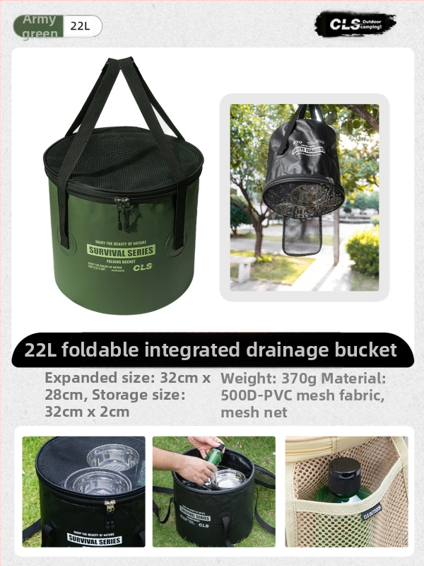 CLS uus täiustatud kokkupandav ämber kaasaskantav äravoolukorv telkimiseks grillimiseks köögiviljade pesemiseks nõud teleskooppüügi ämber kalapüügivahendite kott