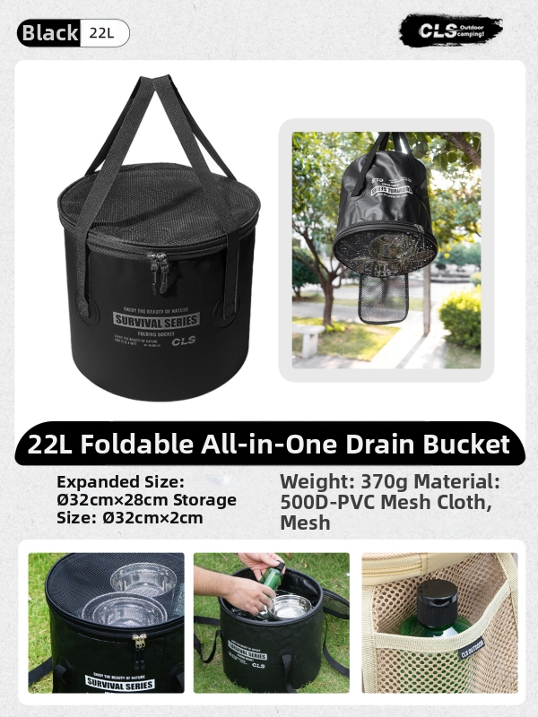CLS uus täiustatud kokkupandav ämber kaasaskantav äravoolukorv telkimiseks grillimiseks köögiviljade pesemiseks nõud teleskooppüügi ämber kalapüügivahendite kott