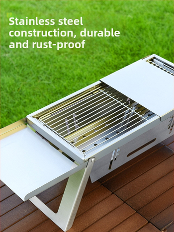 Εξωτερικός φούρνος μπάρμπεκιου από ανοξείδωτο χάλυβα, φορητός, πτυσσόμενος φούρνος μπάρμπεκιου με παχύρρευστα κάρβουνα, οικιακή μικρή εστία ψησίματος με άνθρακα