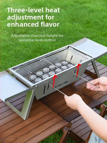 Εξωτερικός φούρνος μπάρμπεκιου από ανοξείδωτο χάλυβα, φορητός, πτυσσόμενος φούρνος μπάρμπεκιου με παχύρρευστα κάρβουνα, οικιακή μικρή εστία ψησίματος με άνθρακα