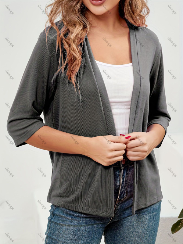 Femeii elegante cu mânecă lungă și decolteu în V, bluză slim fit, culoare solidă, Cardigan, bluză de seară, bluză de seară transfrontalieră, bluză de seară