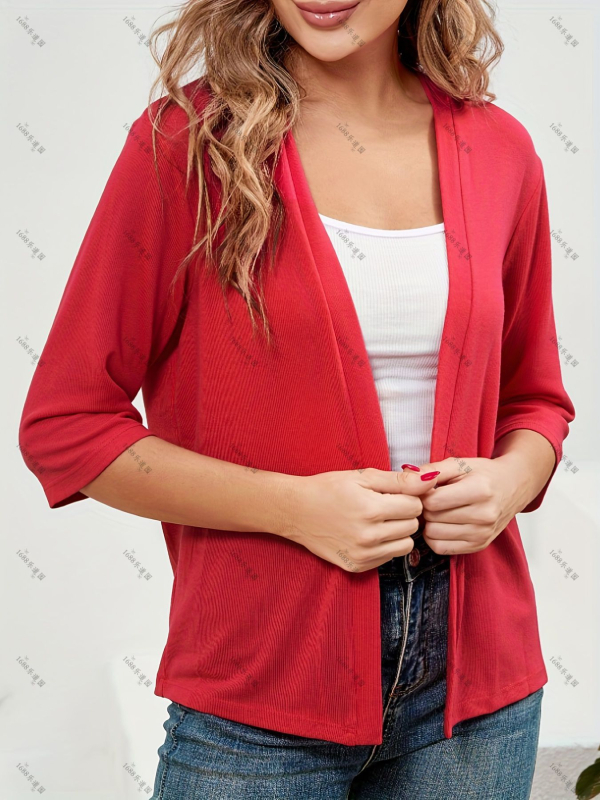 Femeii elegante cu mânecă lungă și decolteu în V, bluză slim fit, culoare solidă, Cardigan, bluză de seară, bluză de seară transfrontalieră, bluză de seară