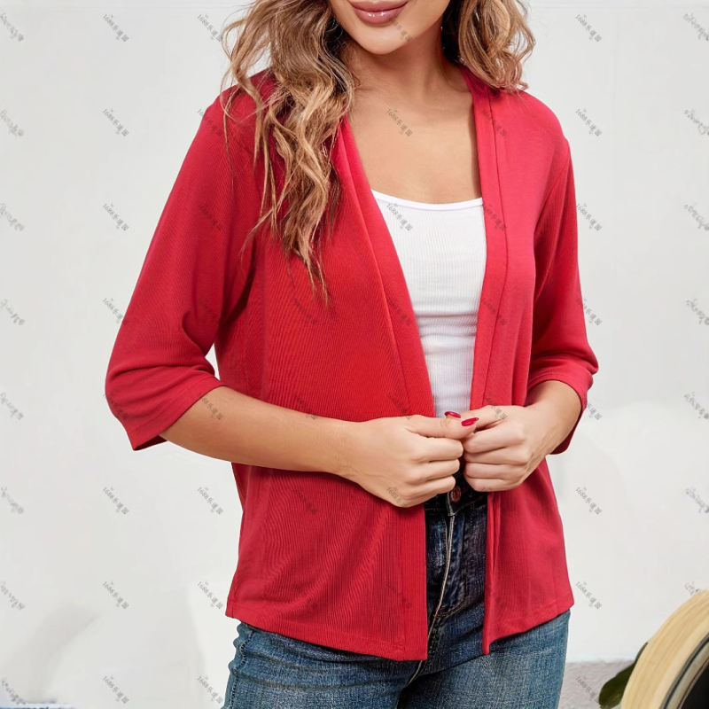 Femeii elegante cu mânecă lungă și decolteu în V, bluză slim fit, culoare solidă, Cardigan, bluză de seară, bluză de seară transfrontalieră, bluză de seară