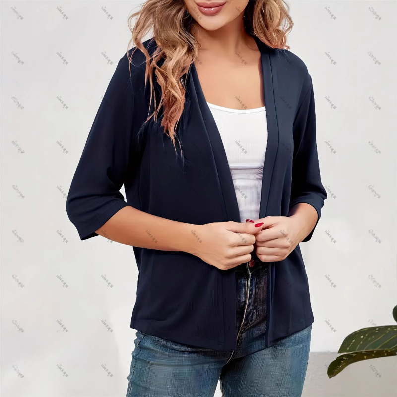 Femeii elegante cu mânecă lungă și decolteu în V, bluză slim fit, culoare solidă, Cardigan, bluză de seară, bluză de seară transfrontalieră, bluză de seară