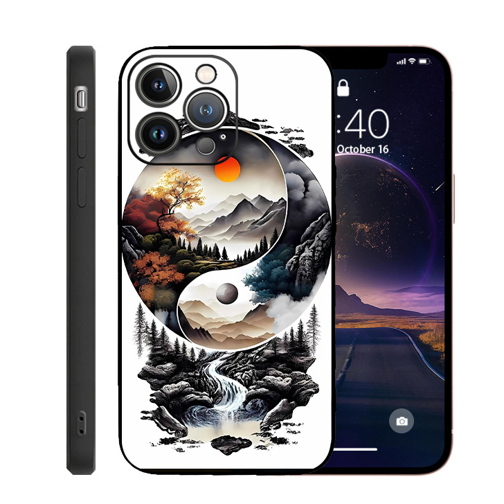 Tai Chi diagramm sobib Apple 17Promax sirge servaga Rubiku kuubiku TPU mobiiltelefoni ümbrisele 15Pro14 Bagua kohandatud kohaletoimetamine 13