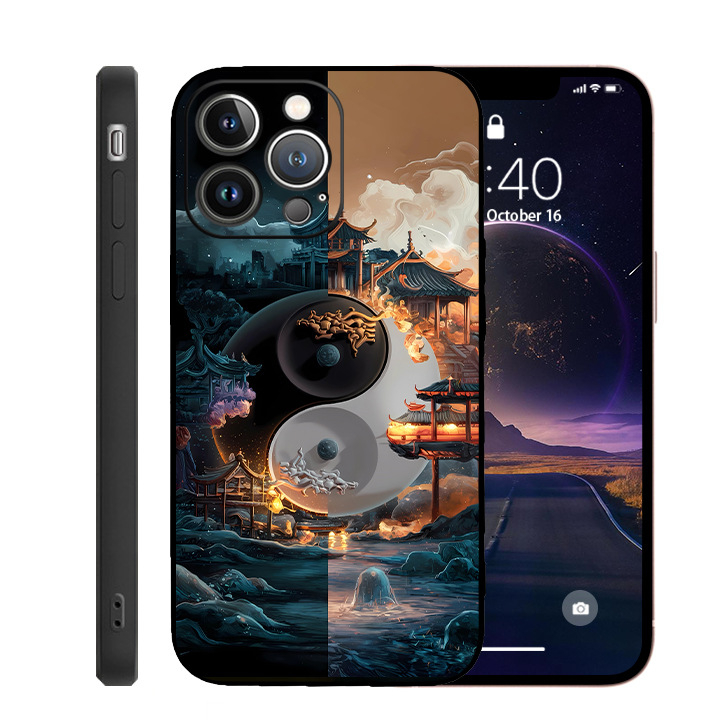 Tai Chi diagramm sobib Apple 17Promax sirge servaga Rubiku kuubiku TPU mobiiltelefoni ümbrisele 15Pro14 Bagua kohandatud kohaletoimetamine 13