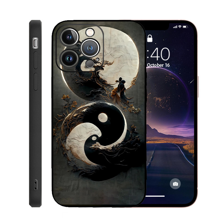 Tai Chi diagramm sobib Apple 17Promax sirge servaga Rubiku kuubiku TPU mobiiltelefoni ümbrisele 15Pro14 Bagua kohandatud kohaletoimetamine 13