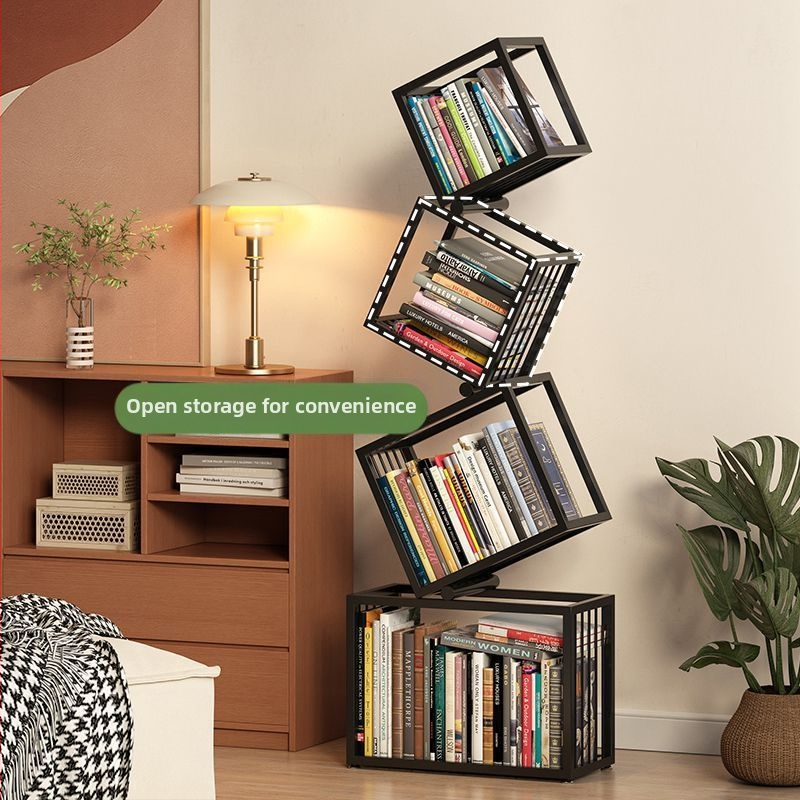 Модерен домашен ъглов вертикален креативен библиотечен рафт, модерен подов стоящ семпъл стелаж за съхранение, библиотека, ъглов рафт за кабинет