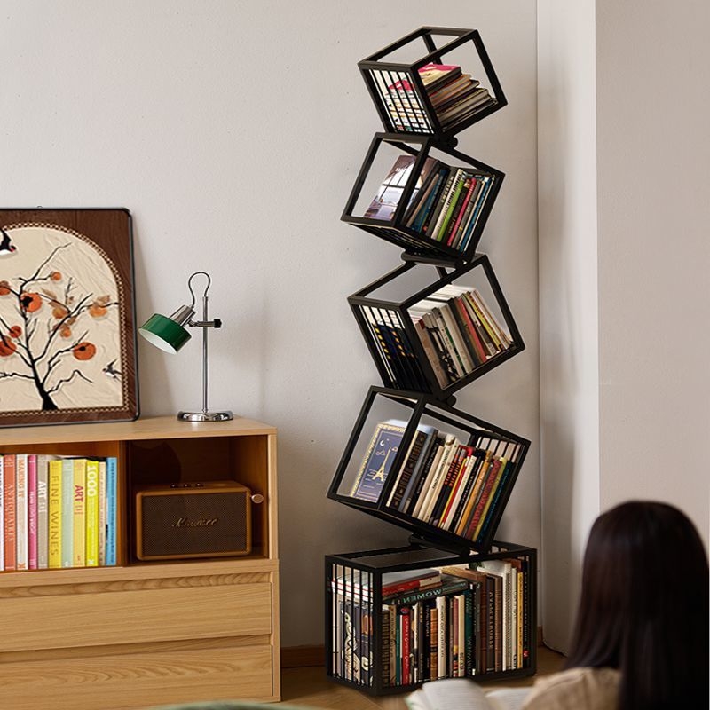 Trendikas kodunurk, vertikaalne loominguline raamaturiiul, moodne põrandal seisev lihtne hoiuriiul, raamaturiiuli kabinet, nurgariiul