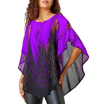 2025 Νέο διασυνοριακό Amazon TEMU Fireworks Print ψεύτικο σάλι δύο τεμαχίων για γυναίκες, κομψές, καλοκαιρινές μπλούζες, για μεγάλα μεγέθη