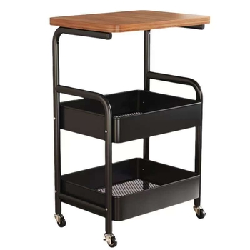 Διασυνοριακό κινητό οικιακό πολυστρωματικό σαλόνι από ανθρακούχο χάλυβα, καρότσι αποθήκευσης σνακ με επιτραπέζιο πίνακα, μικρό καρότσι αποθήκευσης