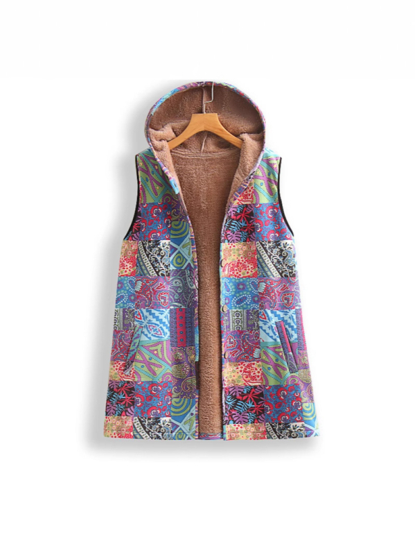 2024. aasta Euroopa ja Ameerika sügis- ja talvine varrukateta soe plahvatuslik uus naisterõivaste imitatsioonhirvenahast samettrükiga vintage inkrusteeritud äärega vest