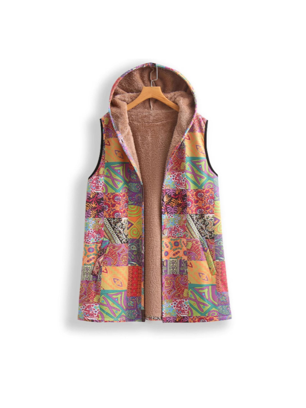 2024. aasta Euroopa ja Ameerika sügis- ja talvine varrukateta soe plahvatuslik uus naisterõivaste imitatsioonhirvenahast samettrükiga vintage inkrusteeritud äärega vest