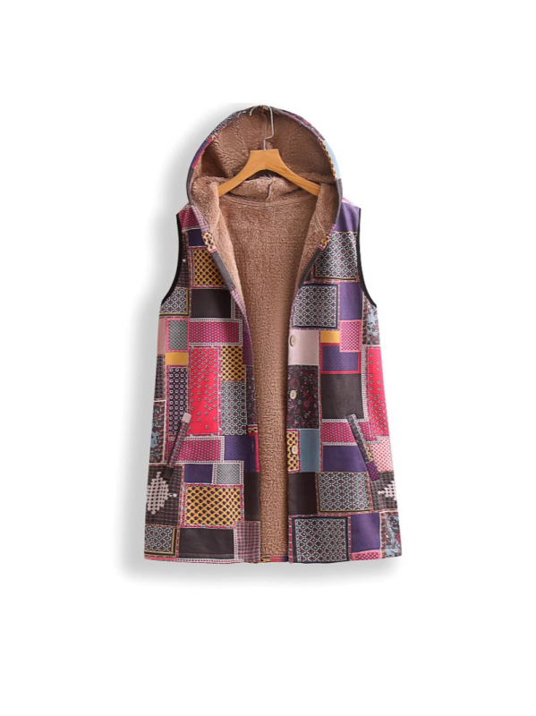 2024. aasta Euroopa ja Ameerika sügis- ja talvine varrukateta soe plahvatuslik uus naisterõivaste imitatsioonhirvenahast samettrükiga vintage inkrusteeritud äärega vest