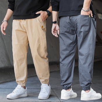 Παντελόνι Tut Ανδρικό Plus Large Size Loosen Waist 2025 New Fat Καθαρό Βαμβάκι με επένδυση fleece, Casual, Χοντρό Φθινοπωρινό