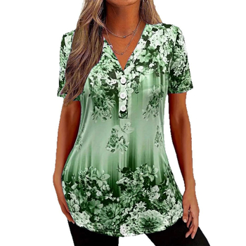 2025. aasta Euroopa ja Ameerika naiste suvine Amazoni uus V-kaelusega lilleline vabaaja lühikeste varrukatega särk