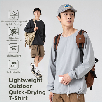 IZEXX moebrändi välitingimustes sportimiseks mõeldud pikkade varrukatega T-särk meeste lahtine kiiresti kuivav jooksuülikond paari alussärk top