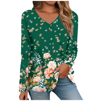 2024. aasta uus Euroopa ja Ameerika pluss-suuruses naiste lahtise abstraktse mustriga 3D-prinditud V-kaelusega pullover-pikkade varrukatega T-särk