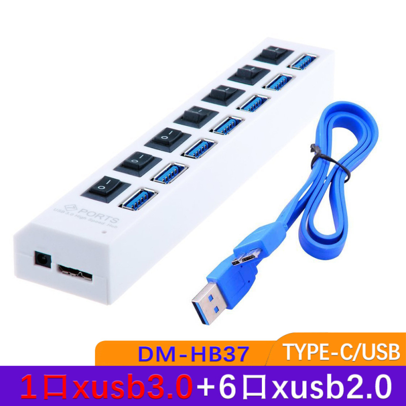 4-pordiline USB 3.0 jaotur, kiire jaotur, USB-jaoturiga dokkimisjaam, sõltumatu lülitiga üks-seitsmele jaoturiga dokkimisjaam