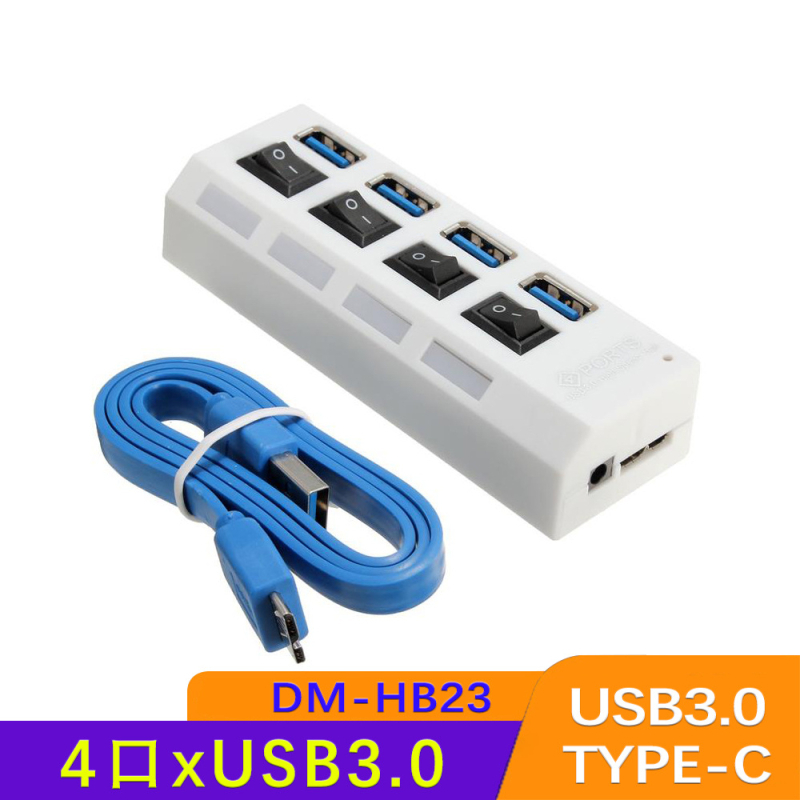 4-pordiline USB 3.0 jaotur, kiire jaotur, USB-jaoturiga dokkimisjaam, sõltumatu lülitiga üks-seitsmele jaoturiga dokkimisjaam