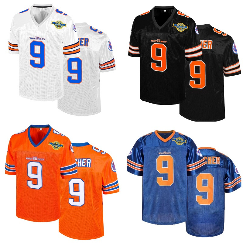 Tricou de fotbal american pentru bărbați, brodat cu 9 litere, cu guler în V, respirabil, clasic, retro, din plasă, uniformă de fotbal pentru adulți