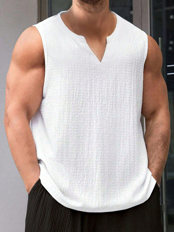 Мъжки летен широк ежедневен V-образен спортен жилет, универсален прост трансграничен износ, официално облекло, Amazon Shein