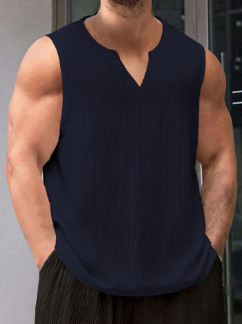 Мъжки летен широк ежедневен V-образен спортен жилет, универсален прост трансграничен износ, официално облекло, Amazon Shein