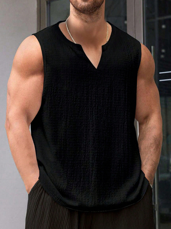 Мъжки летен широк ежедневен V-образен спортен жилет, универсален прост трансграничен износ, официално облекло, Amazon Shein
