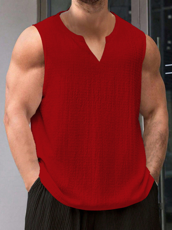 Мъжки летен широк ежедневен V-образен спортен жилет, универсален прост трансграничен износ, официално облекло, Amazon Shein