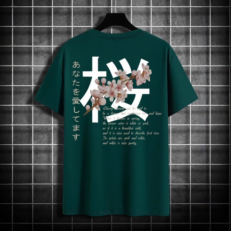 Amazoni meeste 230g Jaapani moe esi- ja tagakülje trükitud ümara kaelusega lühikeste varrukatega top väliskaubanduse suvine lühikeste varrukatega T-särk