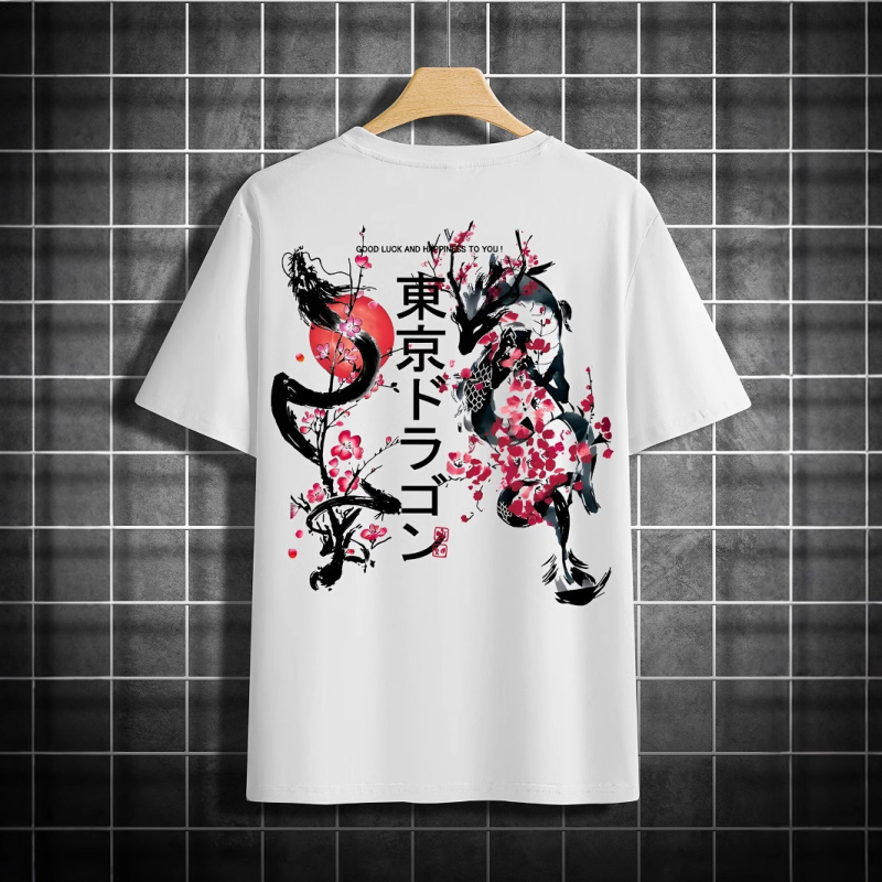 Amazoni meeste 230g Jaapani moe esi- ja tagakülje trükitud ümara kaelusega lühikeste varrukatega top väliskaubanduse suvine lühikeste varrukatega T-särk