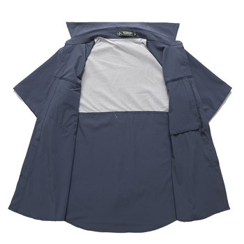 Καλοκαιρινό πουκάμισο εργασίας με πολλές τσέπες, με κοντομάνικο πουκάμισο για υπαίθριες δραστηριότητες, αναπνεύσιμο, λεπτό πουκάμισο από μετάξι Ice, ελαστικό, γρήγορο στέγνωμα, για άνδρες