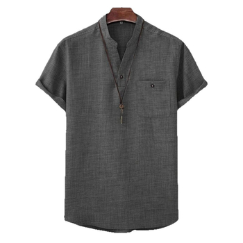 Temu Shein Amazon Cross-Border Export Πουκάμισο Casual με κοντό μανίκι και πέτο, μονόχρωμο για άνδρες