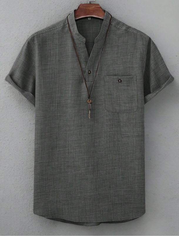 Temu Shein Amazoni piiriülese ekspordiga meeste vabaaja lühikeste varrukatega rinnamikrofoniga särk