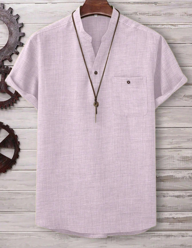 Temu Shein Amazoni piiriülese ekspordiga meeste vabaaja lühikeste varrukatega rinnamikrofoniga särk