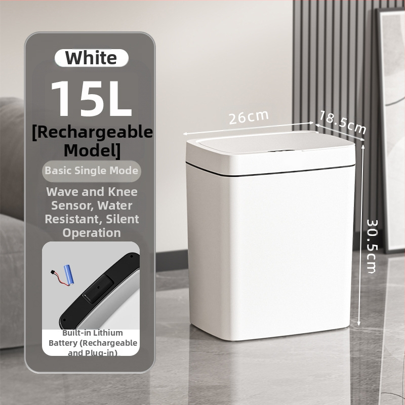 Bekontakčiu būdu atidaroma išmanioji šiukšliadėžė su dangteliu, automatinė pakavimo išmanioji šiukšliadėžė, šiukšliadėžė vonios kambario tarpui