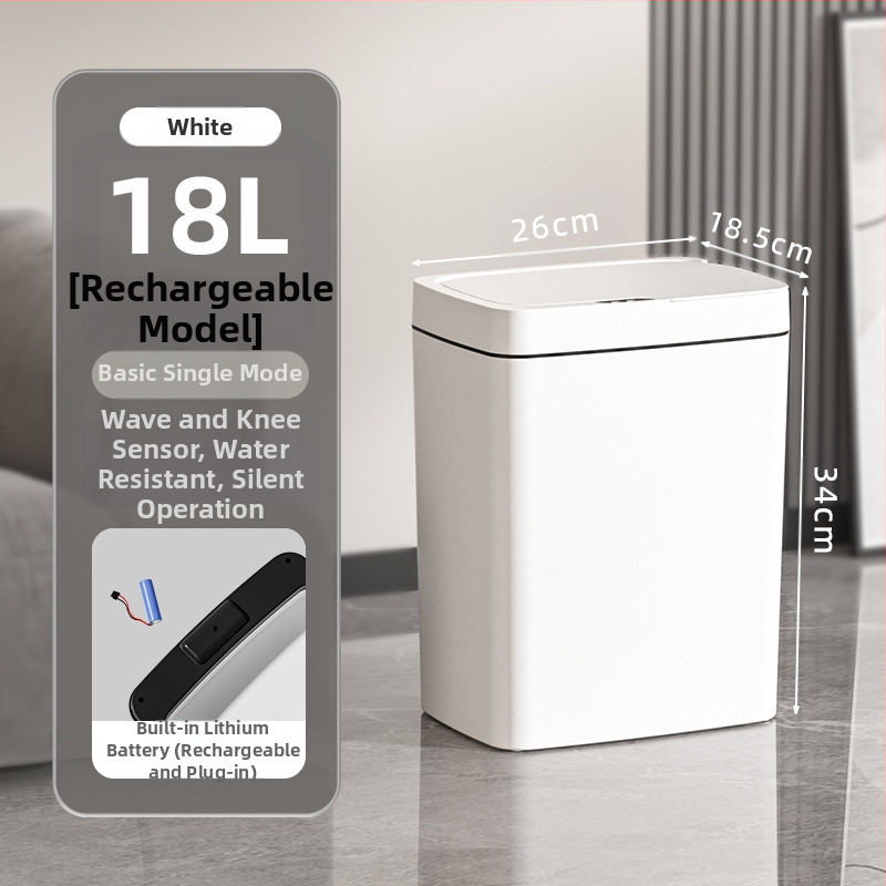 Bekontakčiu būdu atidaroma išmanioji šiukšliadėžė su dangteliu, automatinė pakavimo išmanioji šiukšliadėžė, šiukšliadėžė vonios kambario tarpui