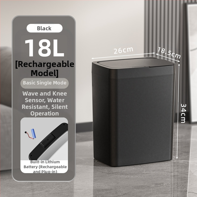 Bekontakčiu būdu atidaroma išmanioji šiukšliadėžė su dangteliu, automatinė pakavimo išmanioji šiukšliadėžė, šiukšliadėžė vonios kambario tarpui