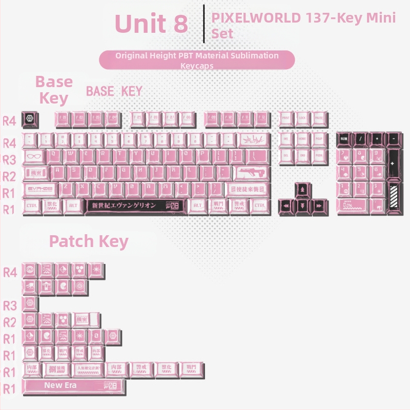 Gundam Comic Hundred Mixed Lamp Key Cap Original High 136 Key Full Set Classic Simple Mehaaniline klaviatuuri klahvikork Key Meow