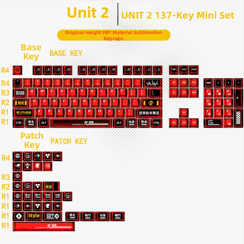 Gundam Comic Hundred Mixed Lamp Key Cap Original High 136 Key Full Set Classic Simple Mehaaniline klaviatuuri klahvikork Key Meow