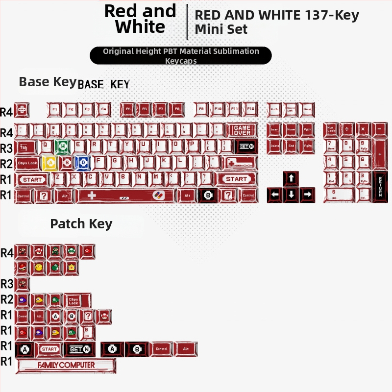 Gundam Comic Hundred Mixed Lamp Key Cap Original High 136 Key Full Set Classic Simple Mehaaniline klaviatuuri klahvikork Key Meow