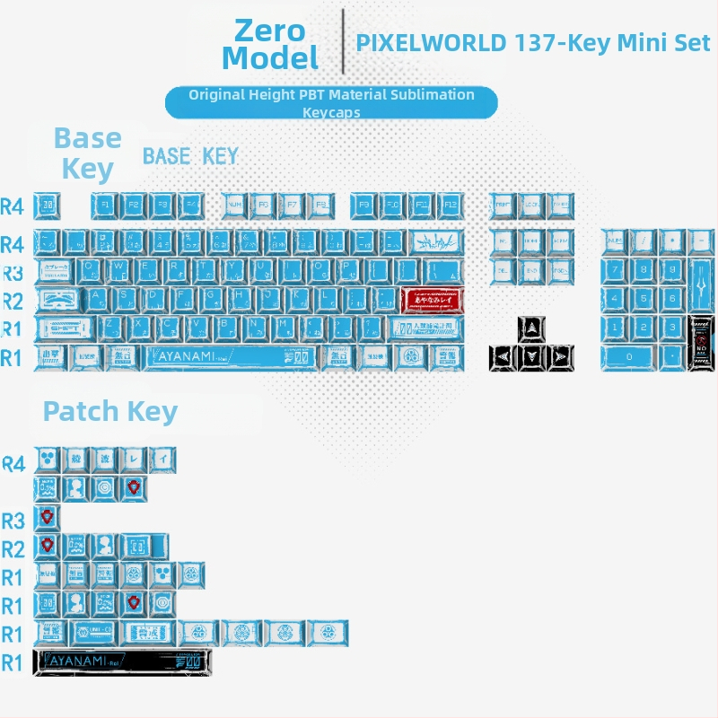 Gundam Comic Hundred Mixed Lamp Key Cap Original High 136 Key Full Set Classic Simple Mehaaniline klaviatuuri klahvikork Key Meow